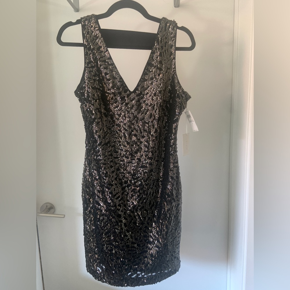 1.State Sparkly gold sequin party dress size S